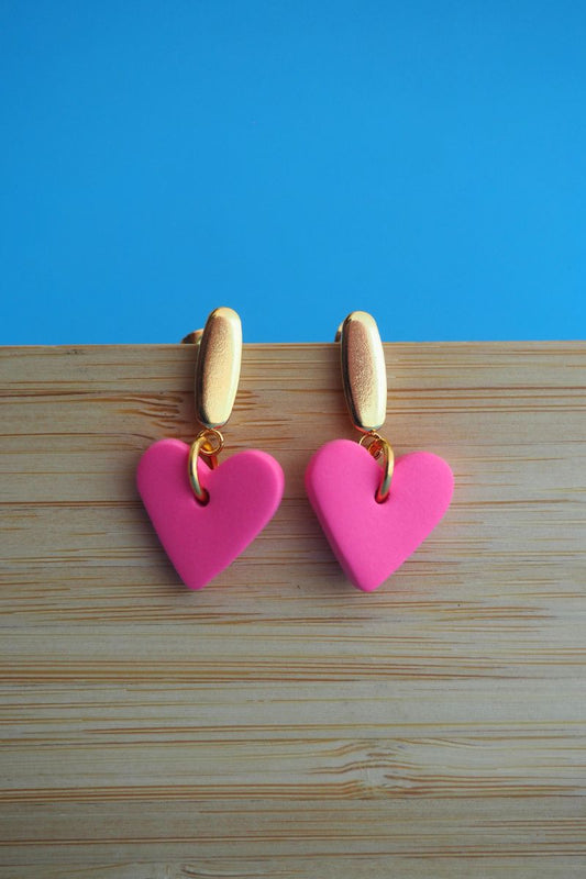 Barbie Pink Heart Drops - Oval Stud