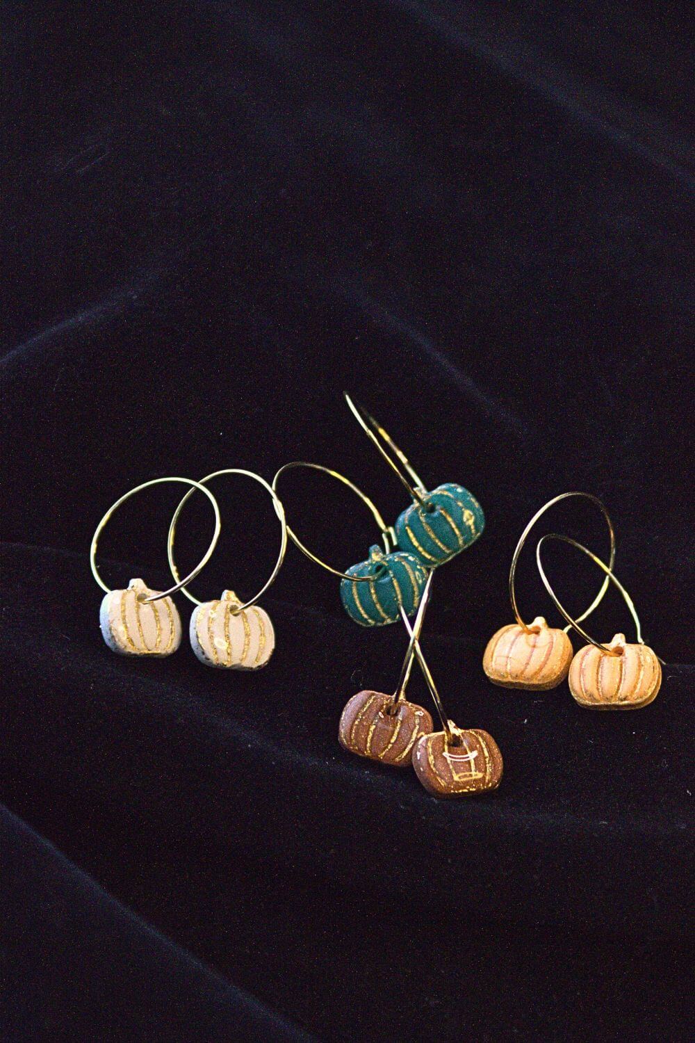 Tiny Pumpkin on Thin Hoops (4 colours)