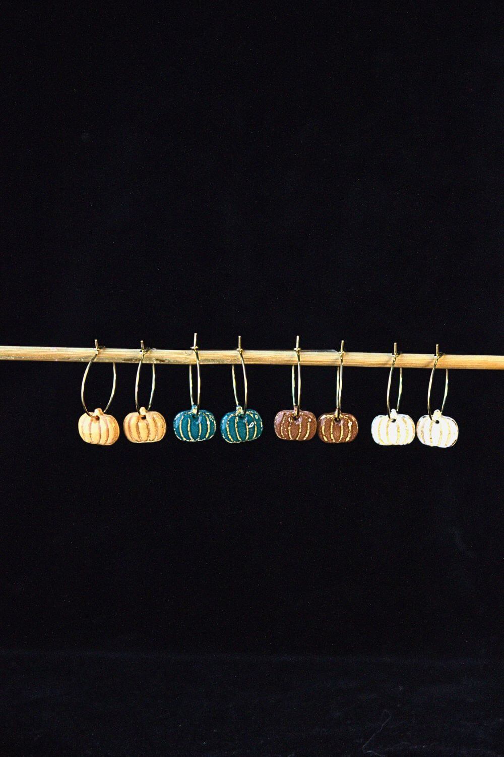 Tiny Pumpkin on Thin Hoops (4 colours)