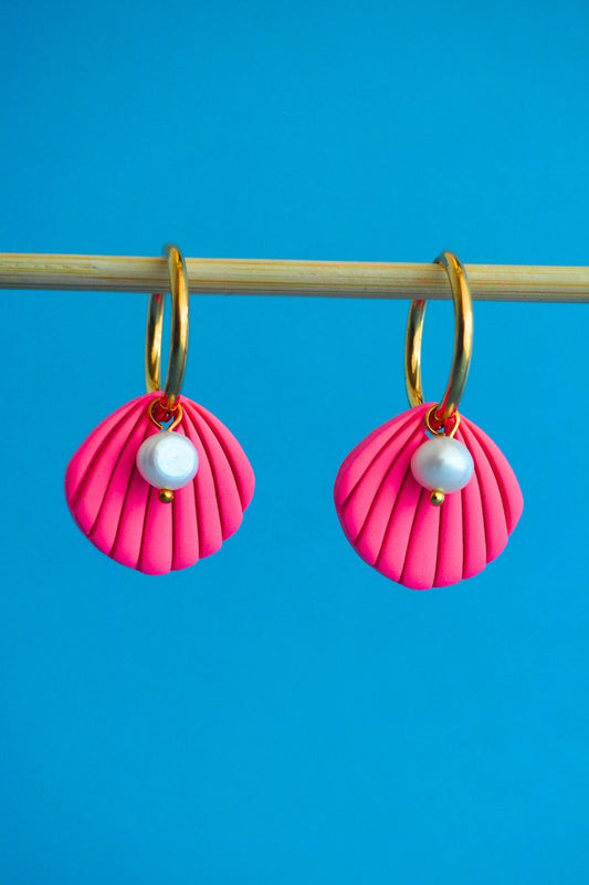 Barbie Pink Seashells with Pearl - Simple Hoop